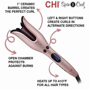 Spin N Curl Ceramic Rotating Curler - Pink